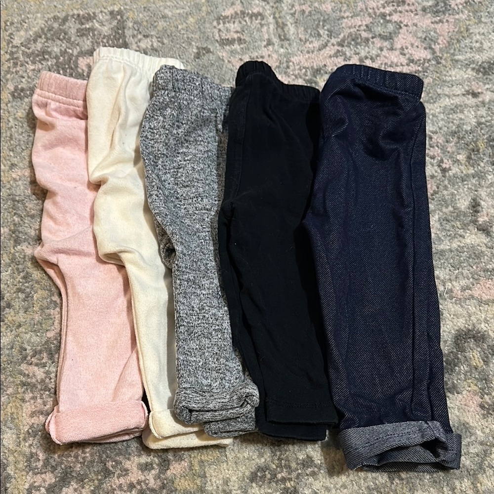 Kids Leggings Set - Pink, Cream, Gray, Black, Navy